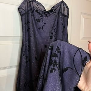 Rampage black and purple sparkling lace long gown dress